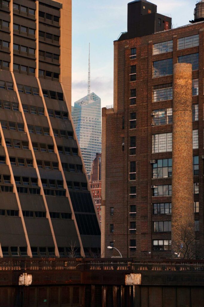 The Bank of America building and its spire, seen from the High Line. Photo: Annik LaFarge, author of On the High Line