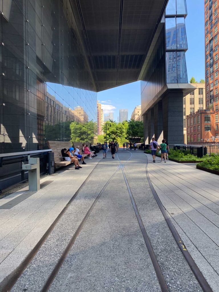 Standing at The Crossroads, looking west through the Coach Passage. Photo: Annik LaFarge, author of On the High Line