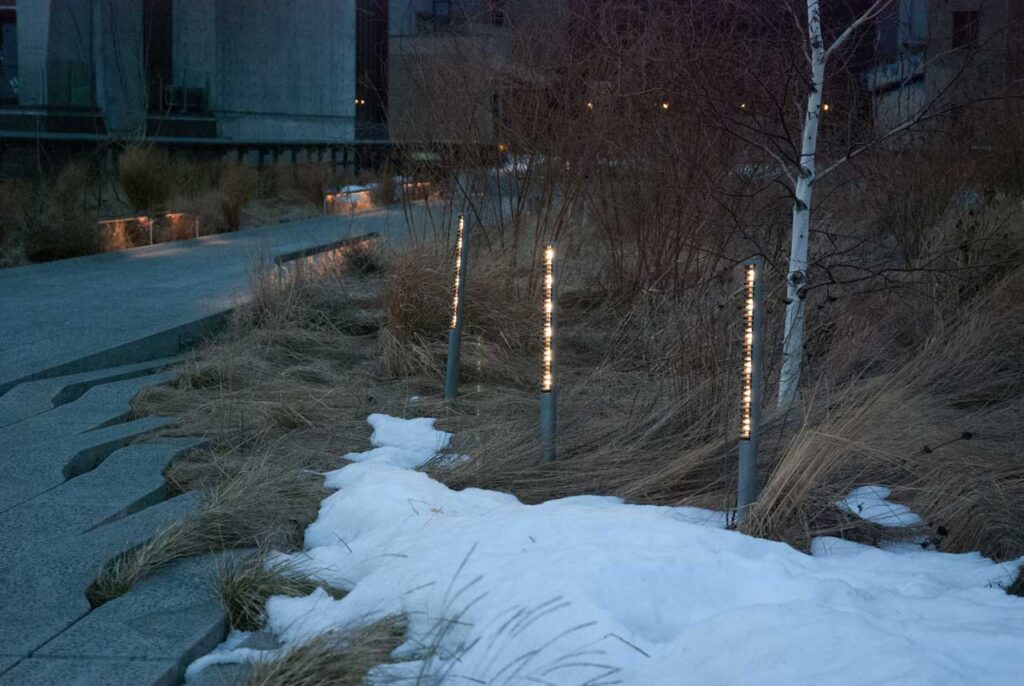 Lighting along the pathways on the High Line. Photo: Annik LaFarge, author of On the High Line