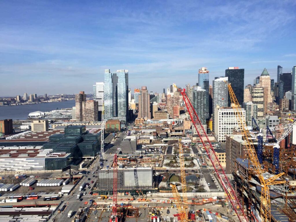 Aerial shot of Hudson Yards, looking north, March 2013. Photo: Annik LaFarge, author of On the High Line