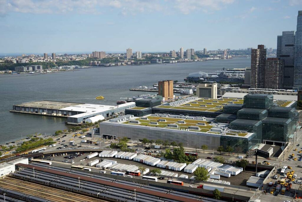 Aerial shot of the Javits Center green roof, September 2019. Photo: Annik LaFarge, author of On the High Line