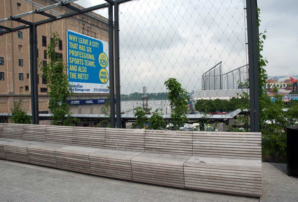 Manhattan Mini Storage billboard, May 2011, on the former Merchant Refrigerating Warehouse in the Chelsea Grassland on the High Line. Photo: Annik LaFarge, author of On the High Line