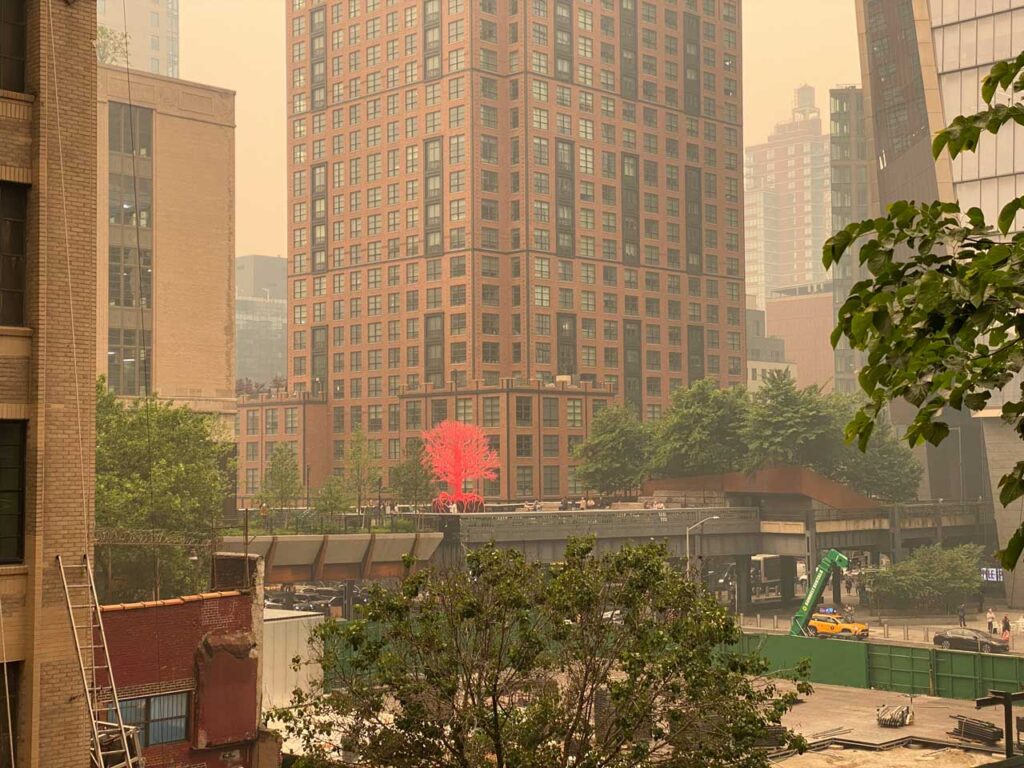 Tenth Avenue Spur June 7, 2023, during Canadian wildfires. Photo: Annik LaFarge, author of On the High Line