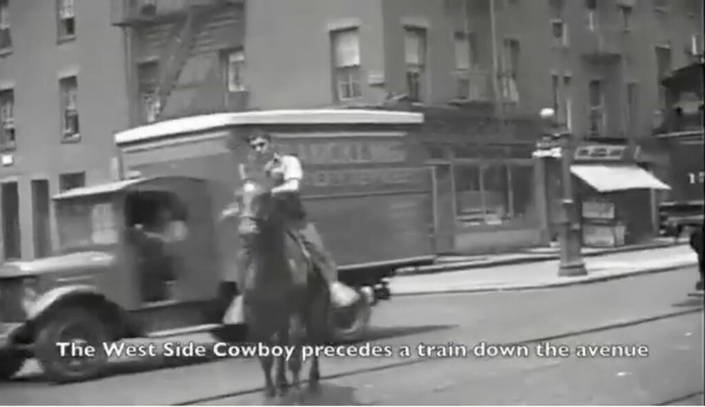 Rare video footage of the West Side Cowboy. Watch a short film by Annik LaFarge, author of On the High Line
